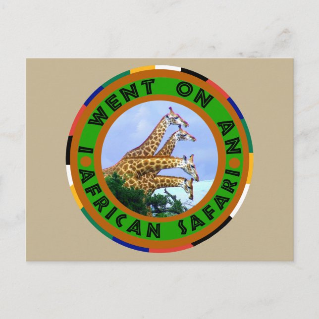 African Safari 4 Giraffes Holiday Postcard (Front)
