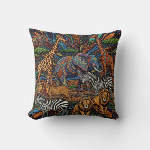 AFRICAN SAFARI ANIMALS CUSHION