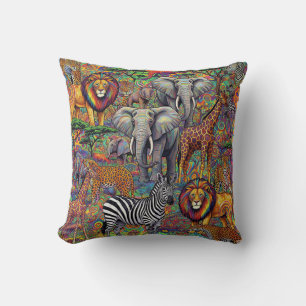 AFRICAN SAFARI ANIMALS CUSHION