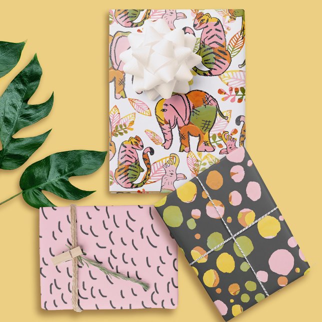 African Safari Animals Tween Teen Boho Birthday Wrapping Paper Sheet (Creator Uploaded)