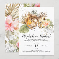African Safari Boho Botanical Wedding Invitation