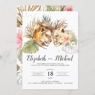 African Safari Boho Botanical Wedding Invitation