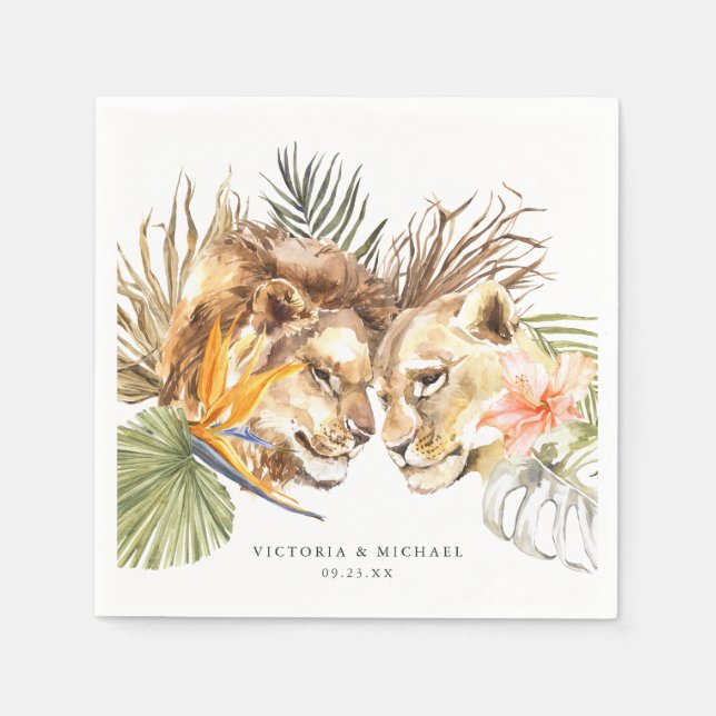 African Safari Boho Floral Monogram Napkin (Front)