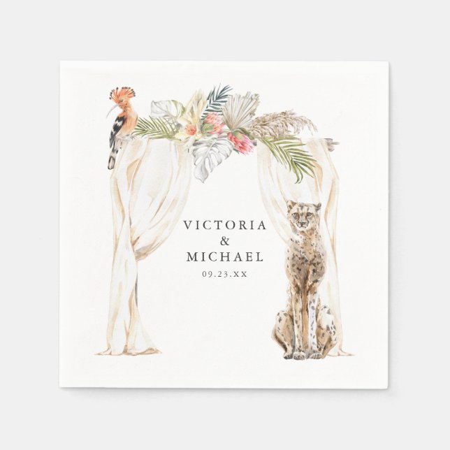 African Safari Boho Floral Monogram Napkin (Front)