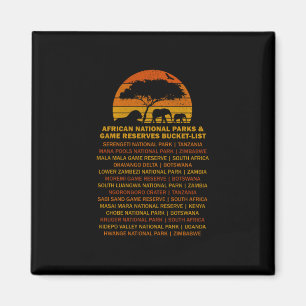 African Safari Bucket List Sunset Lion Elephant Se Magnet