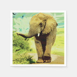 African Safari Elephant  Napkin