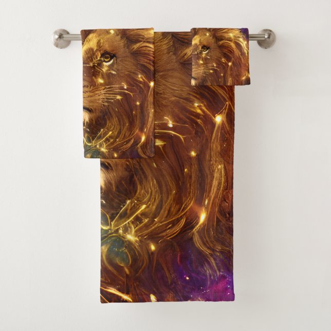 African Safari Fantasy Lions Bath Towel Set (Insitu)
