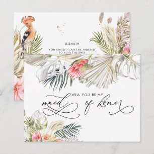 African Safari Floral Be My Maid of Honour Postcard