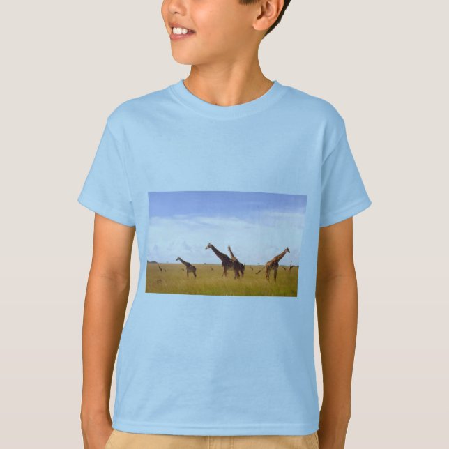 African Safari Giraffe Kenya Nairobi National Park T-Shirt (Front)