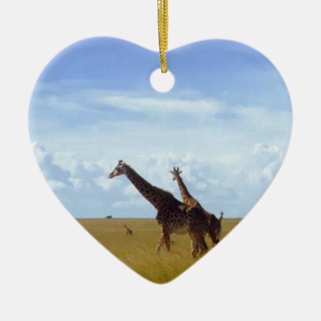 African Safari Giraffe: Kenya National Park   Ceramic Ornament (Front)