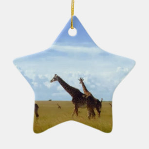 African Safari Giraffe: Kenya National Park   Ceramic Ornament