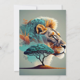 African Safari Lion Head Holiday Card