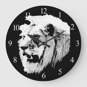 African Safari Lion  Large Clock