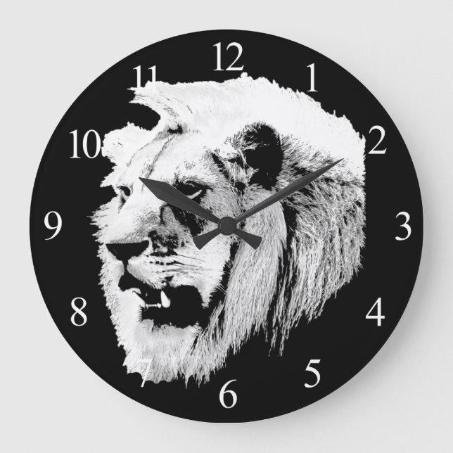 African Safari Lion  Large Clock (Front)