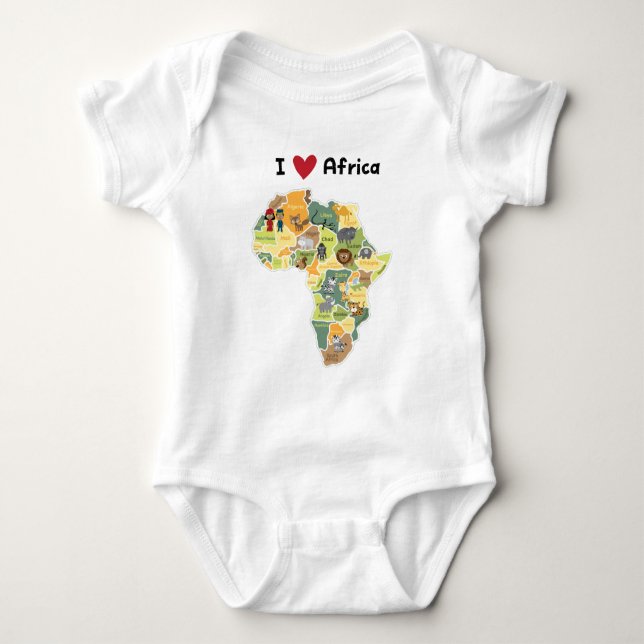 African Safari Map - I Heart Africa - Shirt (Front)