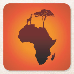 African Safari Map - Paper Coaster