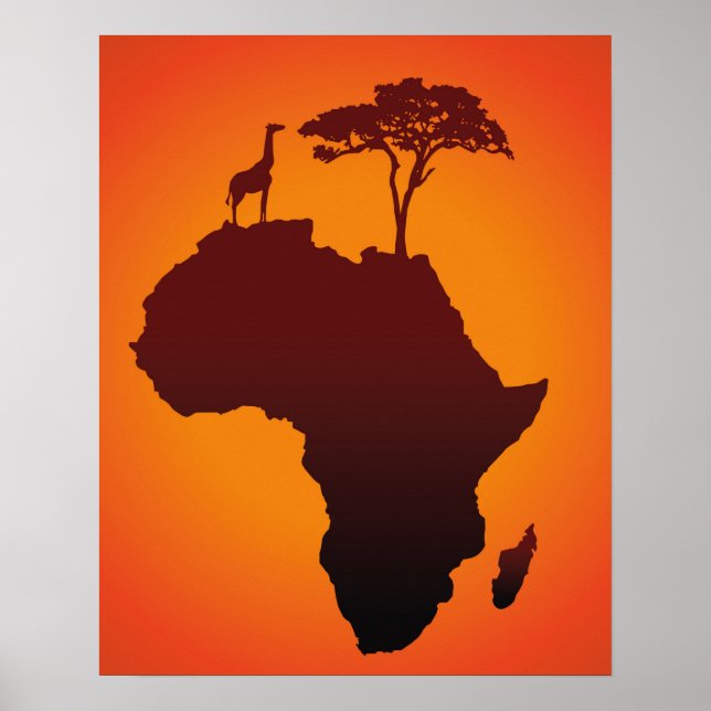 African Safari Map - Poster Print (Front)