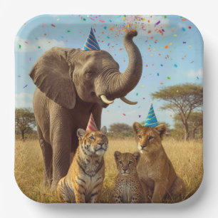 African Safari Party Animals with Confetti Paper Plate