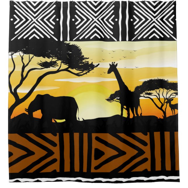 African Safari Scene Shower Curtain (Front)