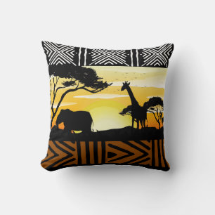 African Safari Scene Throw Pillow