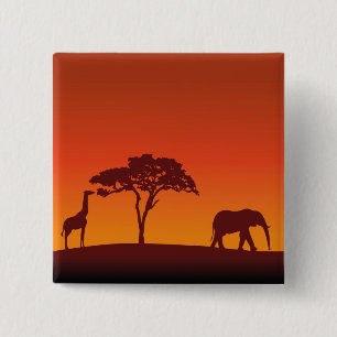 African Safari Silhouette - Button