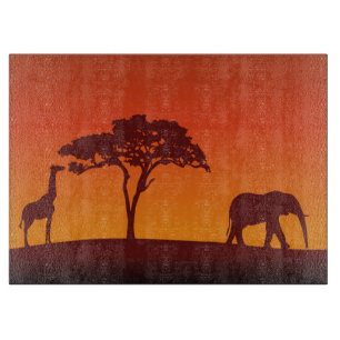 African Safari Silhouette - Cutting Board