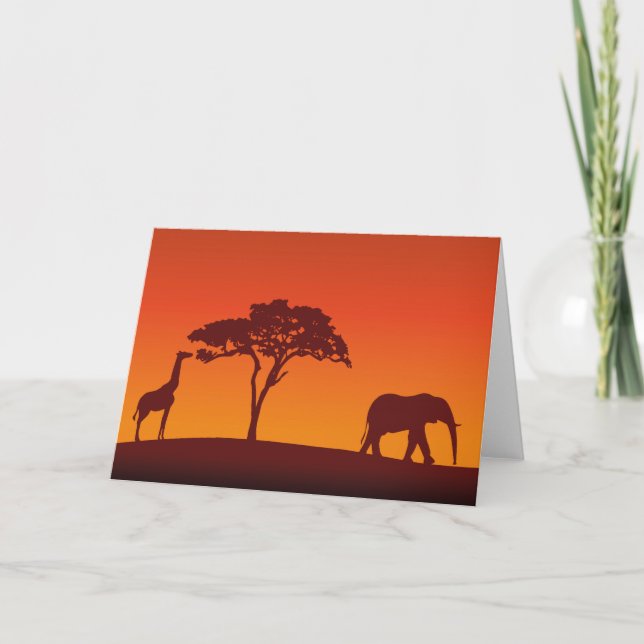 African Safari Silhouette - Greeting Card (Front)