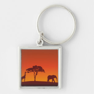 African Safari Silhouette - Keychain