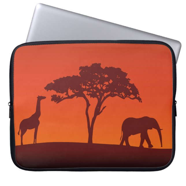 African Safari Silhouette - Laptop Sleeve (Front)