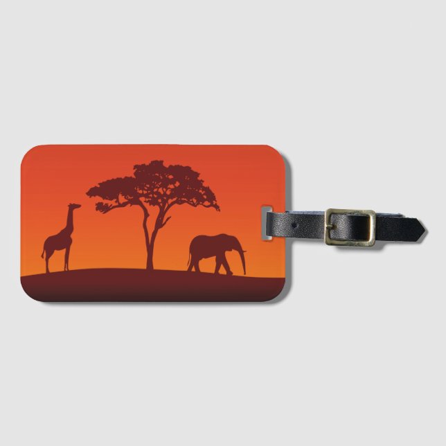 African Safari Silhouette - Luggage Tag (Front Horizontal)