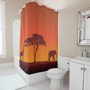African Safari Silhouette - Shower Curtain