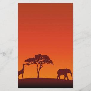 African Safari Silhouette - Stationery Letterhead