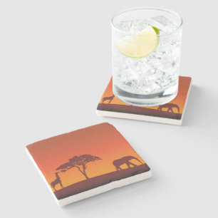 African Safari Silhouette - Stone Coaster