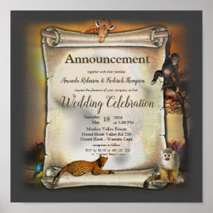 African Safari Sunset Announcement Poster