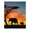African Safari Sunset Elephant Silhouette Art