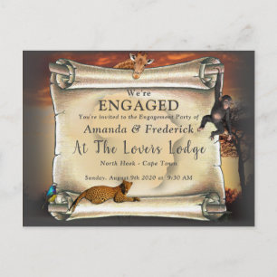 African Safari  Sunset Engagement Invitation Postcard
