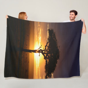 African Safari Sunset Fleece Blanket