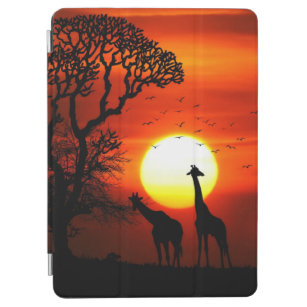 African Safari Sunset Giraffe Silhouettes iPad Air Cover