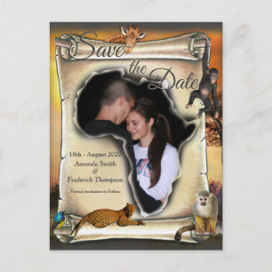 African Safari  Sunset Save the Date Announcement Postcard