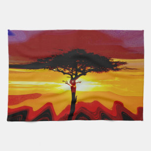 African Safari Sunset Tea Towel