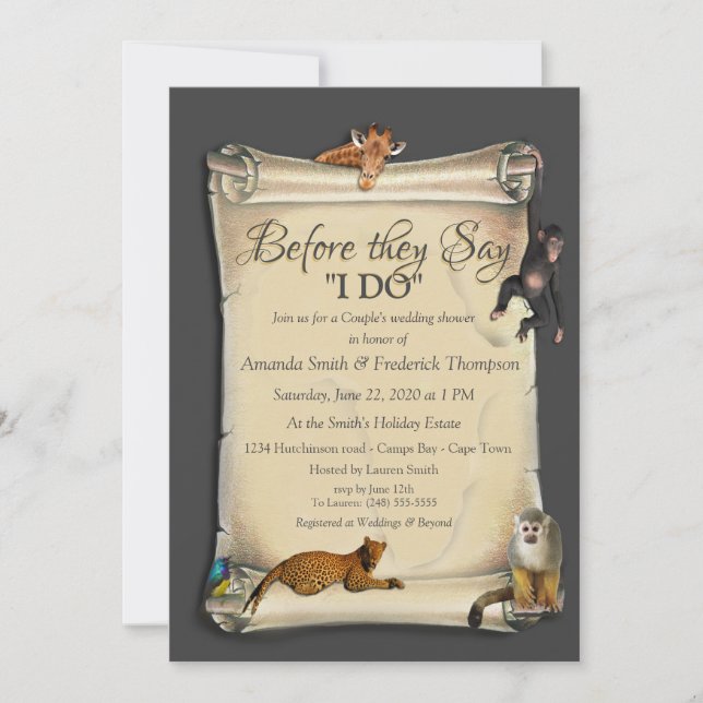 African Safari  Sunset Wedding Shower Invitation (Front)