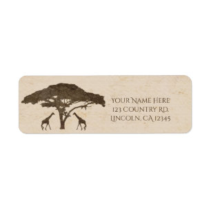 African Safari Two Giraffes & Tree Vintage Wedding Return Address Label