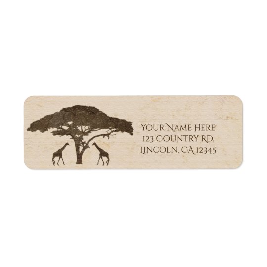 African Safari Two Giraffes Vintage Wedding Return Address Label