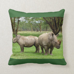 African Safari White Rhinoceros Love Party Destiny Cushion