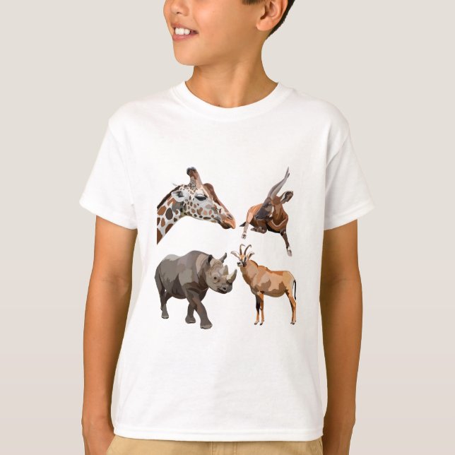 African Safari Wildlife Design Giraffe T-Shirt (Front)