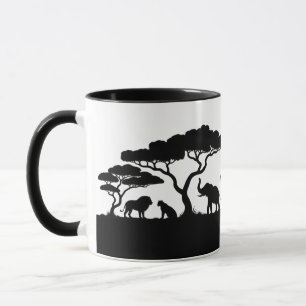 African Safari Wildlife Silhouette Coffee Mug