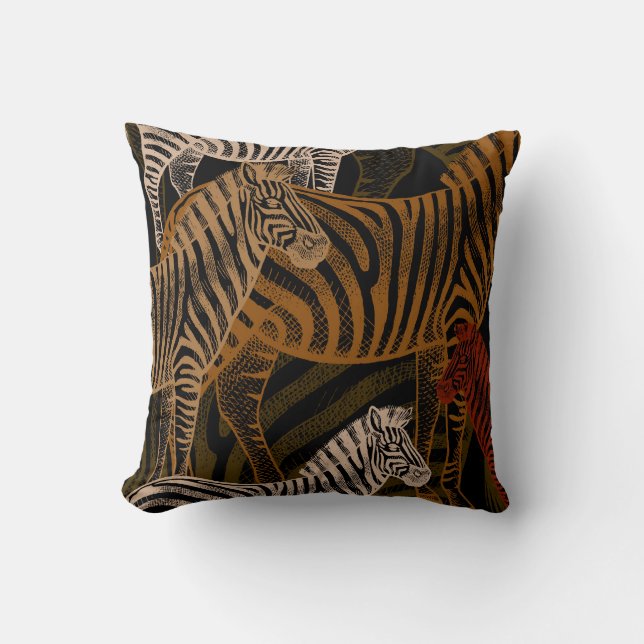 African Safari: Zebra Vintage Design Cushion (Front)