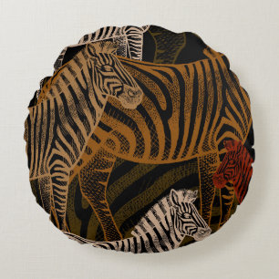 African Safari: Zebra Vintage Design Round Cushion