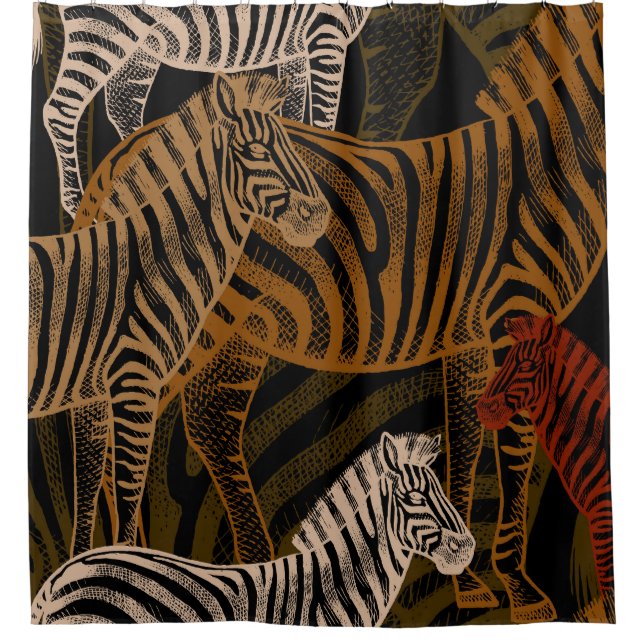 African Safari: Zebra Vintage Design Shower Curtain (Front)