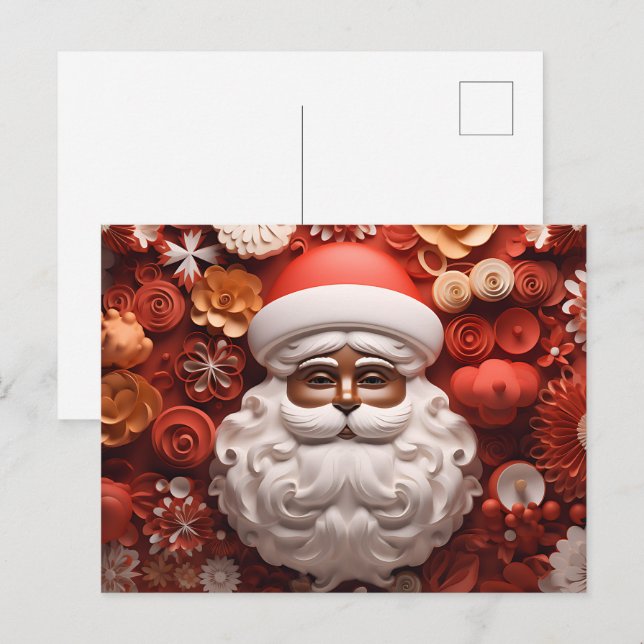 African Santa Black Claus Melanin Christmas Xmas Announcement Postcard (Front/Back)